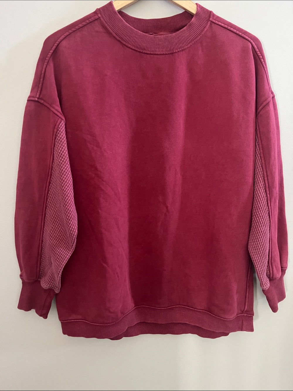 aerie High Neck Oversized Sweatshirt in Berry/Burgundy size XS